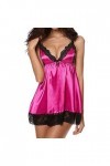 PANPANY Robe Bow Nightwear Sleepwear sous-vêtements Dentelle Femmes Lingerie Robe Sexy Lingerie Fille 5 Ans Hot Pink, M 