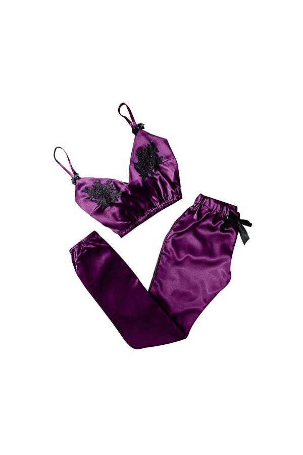 Lingerie Femme Sexy Ensemble Homme Sexy Hot y29k Sexy Women Bowknot V-Neck Tache Camisole Eyelash Pyjama Pantalon Set Dentell