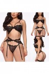Vêtements De Nuit Femme 2 Pièce Lingerie Sexy Ensemble Dentelle Ensemble Soutien Gorge et String Erotique sous-Vetements Sexy