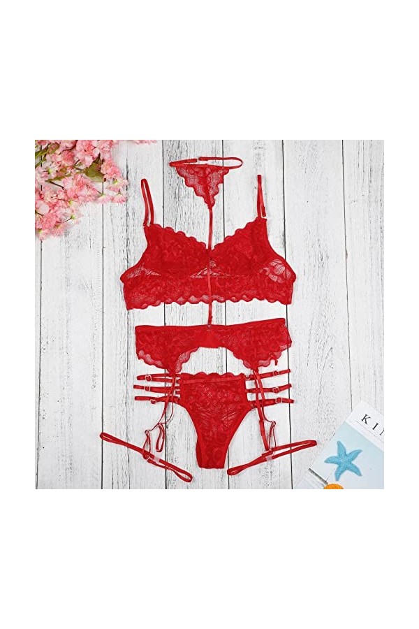 Lingerie Sexy Ensemble Femme 2 Pièce Vêtements De Nuit Erotique Ensemble Soutien Gorge et String Sexy sous-Vetements Dentelle