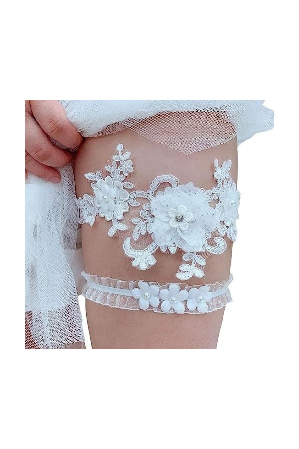 WUURAA 2 Pièces/Ensemble Mariée Stretch Cuisse Anneaux Fausse