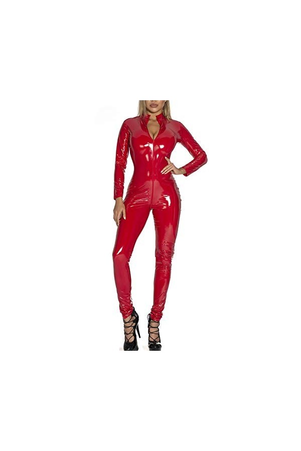 AIEOE Costume de chat sexy en latex pour adulte Noir
