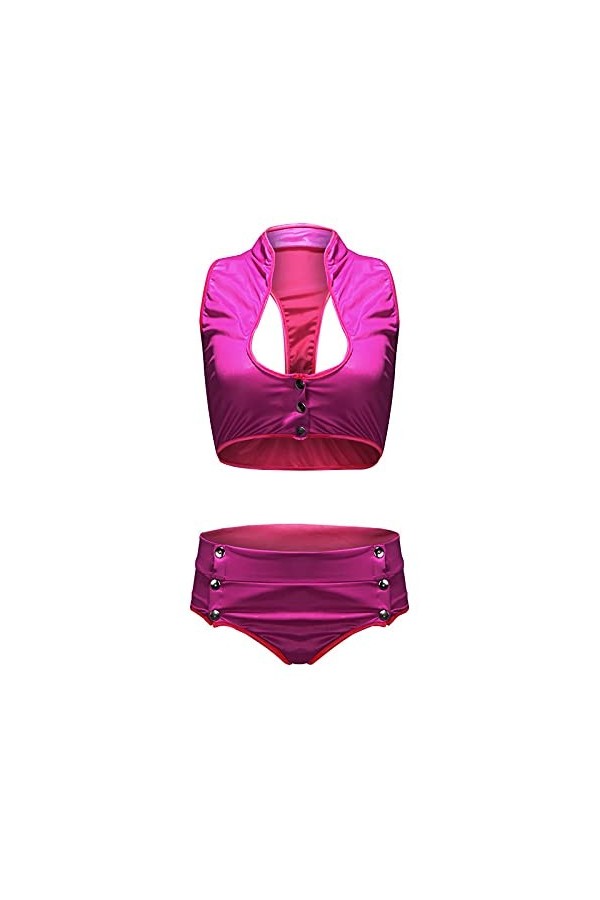 Ensemble de sous-vêtements sexy en satin pour femme, Rose, XXXL