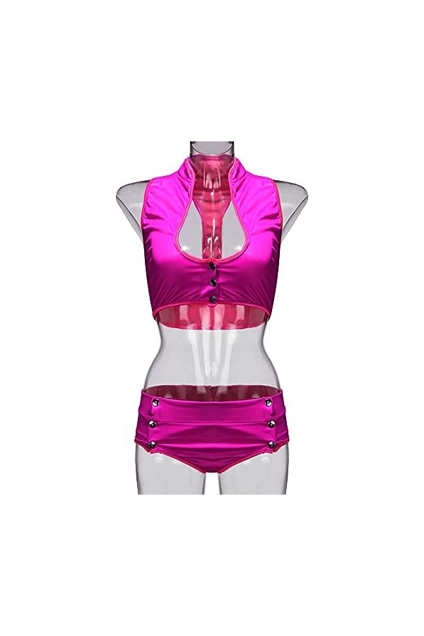 Ensemble de sous-vêtements sexy en satin pour femme, Rose, XXXL