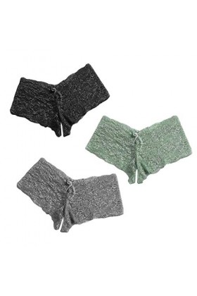 LDadgf Lot de 3 sous-vêtements sexy en dentelle pour femme, Noir , XXL