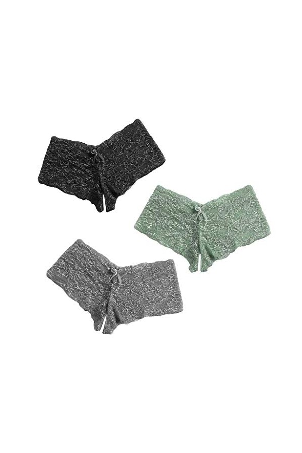 LDadgf Lot de 3 sous-vêtements sexy en dentelle pour femme, Noir , XXL
