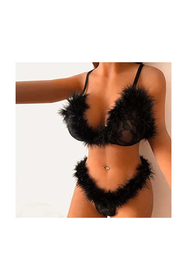 Viunychn Tenue sexy pour femme, dentelle push-up, rouge et dentelle florale, sous-vêtements sexy pour femme, body pour femme,