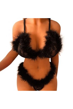 Viunychn Lingerie sexy pour femme - Dentelle push-up - Rouge - Dentelle florale - Lingerie sexy - Avec soutien-gorge et slip,