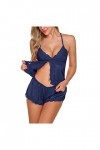 Ensemble de Lingerie de Nuit en Dentelle Pyjama Satin Soie Sexy Lingerie Femme Lingerie Lingerie Sexy Sous-Vêtements de Nuit 
