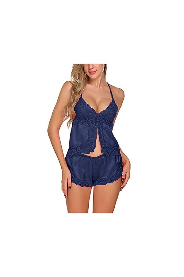 Ensemble de Lingerie de Nuit en Dentelle Pyjama Satin Soie Sexy Lingerie Femme Lingerie Lingerie Sexy Sous-Vêtements de Nuit 