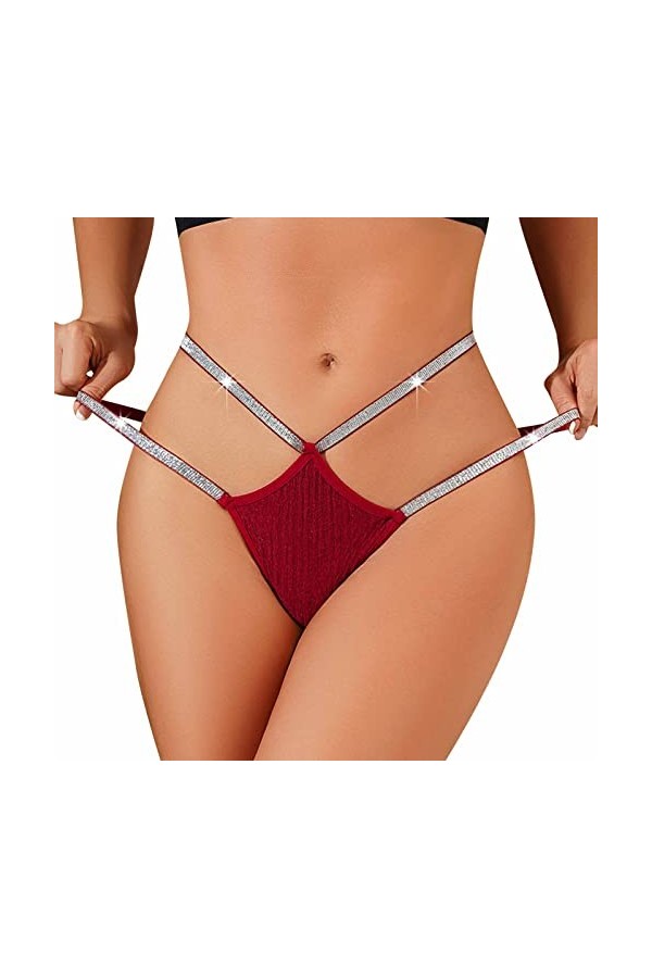 Briskorry String Sexy Culotte Ouverte Entrejambe Slips Culottes Taille Basse Culotte Hipster sous-Vêtement Nuisettes Transpar