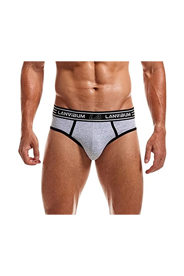 LOIJMK Pantalon court pour homme - Sous-vêtements solides - Sous-vêtements tendance pour homme - En maille, gris, XXL