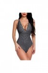 Lingerie Sexy Femme Coquine Hot Grande Taille Deep V Dos Nu Réglable Teddy Ensemble de Lingerie Entrejambe Dentelle Babydolls