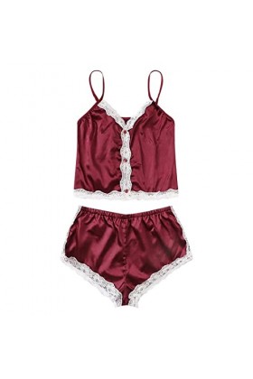 Tenues en dentelle pour femme Camisole Soutien-gorge Short Deux pièces Pyjama Sexy Lingerie Lingerie Lingerie Sexy Lingerie L