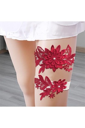 Jildouf Ligue de mariage, Ligue de bal avec perles Marguerite, élastique et cousu à la main, jarretières, ceinture et jambe, 