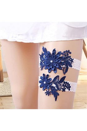 Jildouf Ligue de mariée - Cuisse dentelle avec marguerite | Élastique et cousu à la main, jarretelles, ceinture et jambe, cad