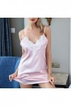 Femmes Dentelle Sexy Évidé Sling Jupe Sous-vêtements Robe de nuit en cuir verni Lingerie, Rose, XXL