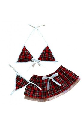 LDadgf Sous-vêtements de jeu de rôle uniforme pour étudiant Tentation Sous-vêtements Sexy Pyjama Lingerie Taille 52, rouge, X