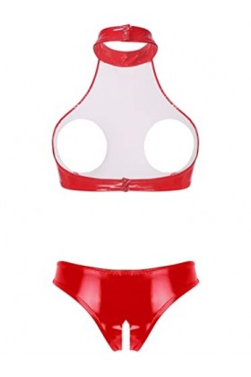 Yeahdor Femme Sexy Ensemble Lingerie Nuit Redresse-Sein Bra Sein Nu & String Biefs Ouvert Maillot de Bain Érotique Vêtement d