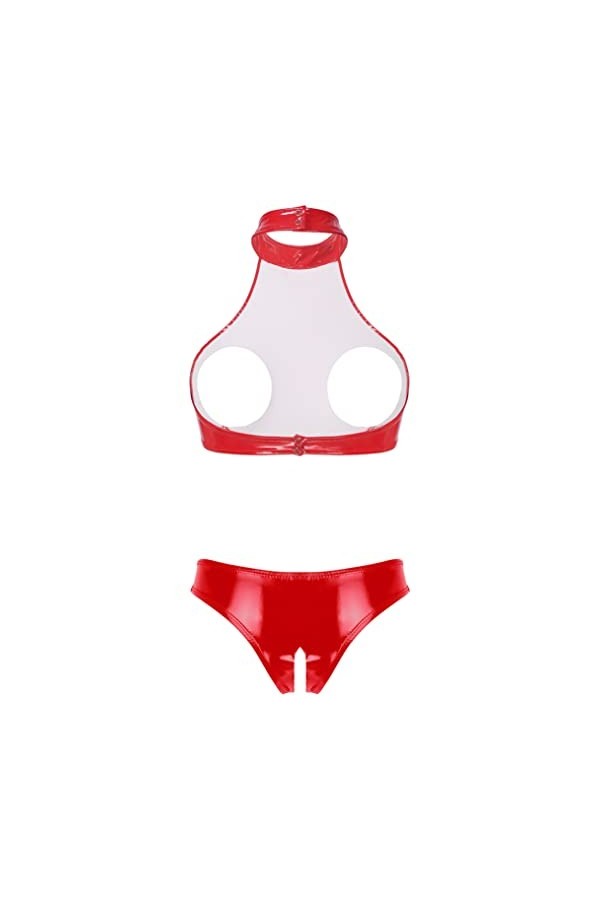 Yeahdor Femme Sexy Ensemble Lingerie Nuit Redresse-Sein Bra Sein Nu & String Biefs Ouvert Maillot de Bain Érotique Vêtement d