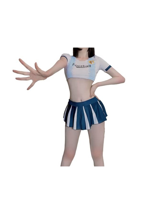 LureZone Uniforme de pom-pom girl sexy à manches courtes pour femme, uniforme de scène, cosplay, fête, Halloween 6954rouge 