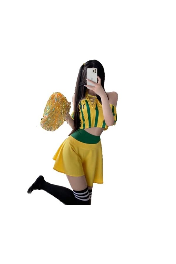 LureZone Uniforme de pom-pom girl sexy à manches courtes pour femme, uniforme de scène, cosplay, fête, Halloween 6954rouge 