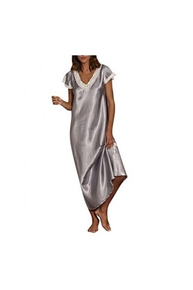 Chemise de nuit dhiver pour femme - Col en V - Grandes tailles - Lingerie sexy - Pyjama - Robe de chambre - Uniformes - Sous