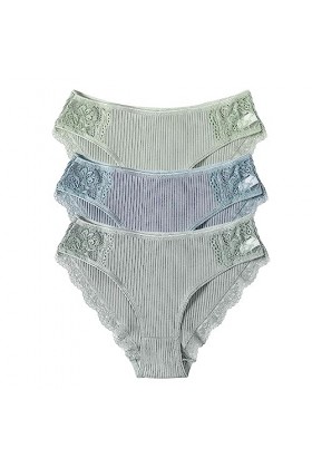 Briskorry Lot de 3 slips sans couture pour femme en dentelle sans coutures - Sous-vêtements sexy en dentelle invisible - Culo