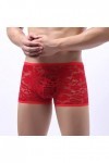Boxers Homme Boxer en Dentelle tricotée Taille Basse Respirante Sexy de Couleur Unie pour Hommes String Homme Sexy Chic