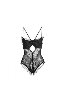 liaddkv Body Femme Sexy Dentelle Française Noeud Papillon Transparent Lingerie Séduisante Lingerie Sexy Femme Lingerie Sexy S
