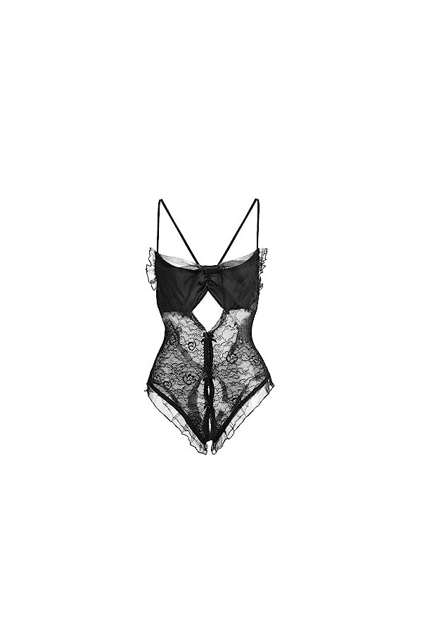 liaddkv Body Femme Sexy Dentelle Française Noeud Papillon Transparent Lingerie Séduisante Lingerie Sexy Femme Lingerie Sexy S