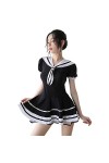 SINMIUANIME Tenue décolière sexy Anime Lingerie Jupe plissée Uniforme Robe mignonne Étudiante Cosplay Costume, 6914 Noir, ta