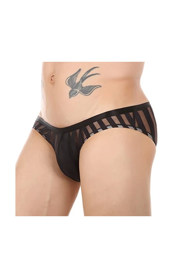 Calecon Homme Lot Slips pour Hommes Sexy Interstrip Culotte Respirante Slip rayé en Maille Transparente Dégagement Hommes