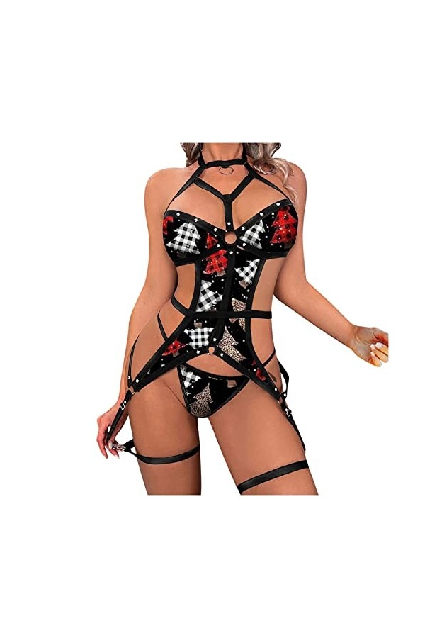 Ensemble de Lingerie Sexy Body Porte Jarretelle Bande Vêtement de Nuit Vetements Cuisse Jarretière Nuisette de Nuit Chic et E