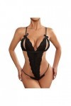 Fulidngzg Lingerie pour femme - Lingerie transparente - Nuisette SM - Body érotique - Noir - Lingerie sexy - Lingerie sexy - 