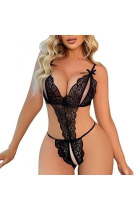 Fulidngzg Lingerie pour femme - Lingerie transparente - Nuisette SM - Body érotique - Noir - Lingerie sexy - Lingerie sexy - 