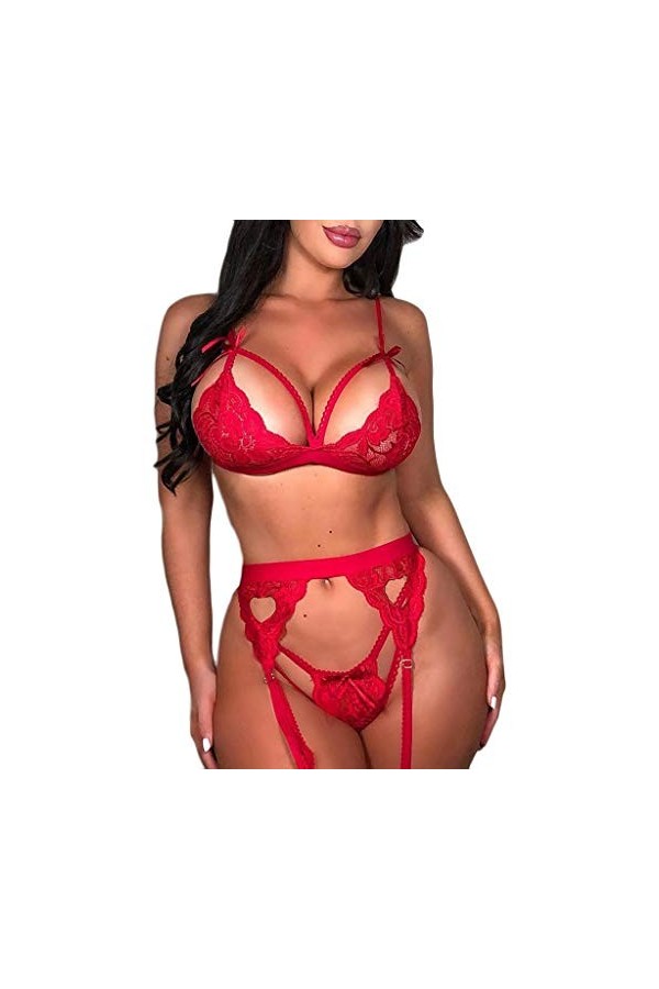 Zannycn Ensemble de lingerie sexy en dentelle pour femme - Soutien-gorge et culotte érotiques - Ensemble de sous-vêtements ér