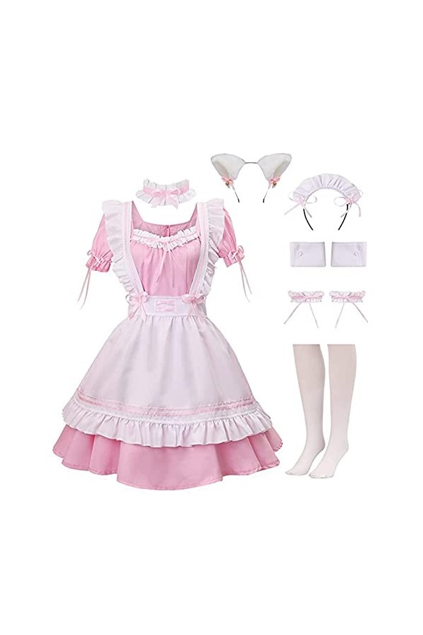 maxToonrain Accessoires de costume de soubrette pour femme - Costume de soubrette - Costume dHalloween - Cosplay - Joli tabl