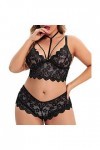 Lingerie 2 pièces Grande Taille pour Femmes Ensembles de sous-vêtements Soutien-Gorge et Culotte à Bretelles Body Jarretelle 