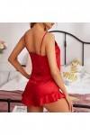 IKFIVQD Lingerie sexy en dentelle pour femmes, sous-vêtements sexy en satin de soie à volants ensembles de pyjamas shorts ens