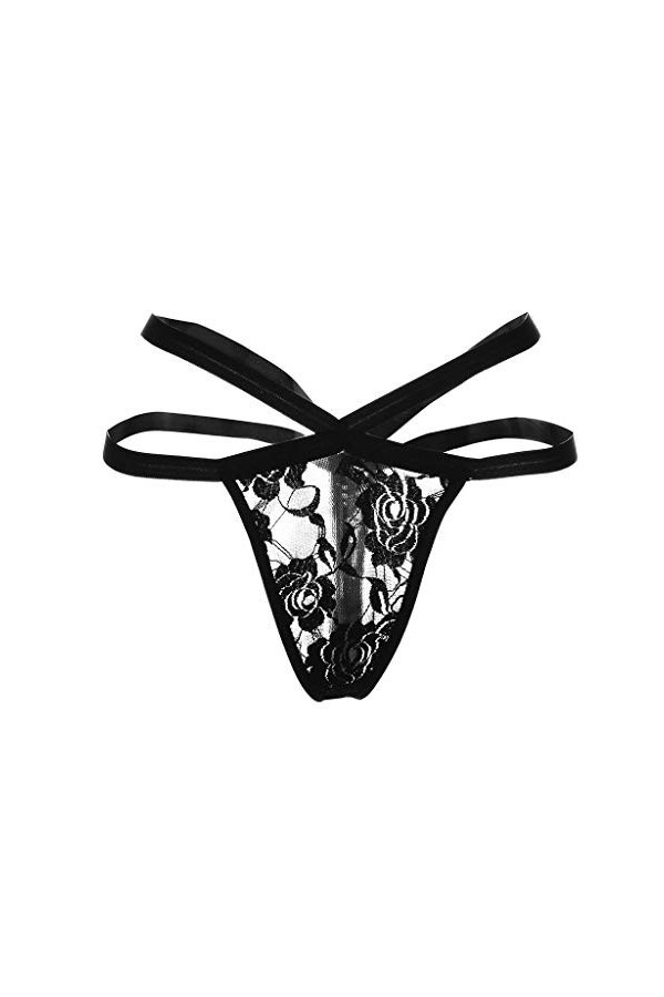 Culottes Femme Chic String Sexy sous-Vetements Ouvert Panties Dentelle Thong Erothique Lingerie Patchwork Coquine Hot Transpa