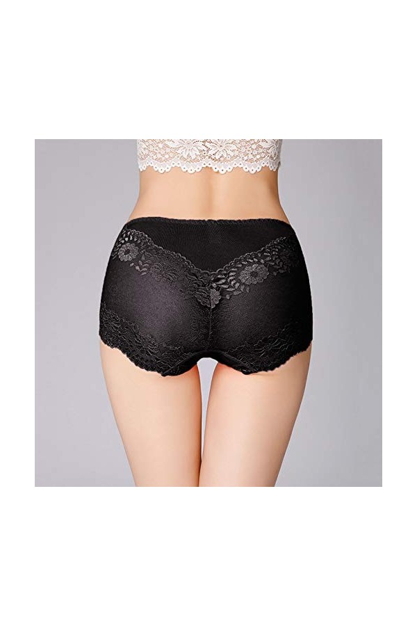 Culotte en Dentelle Transparente pour Dames Sexy de Grande Taille en Coton Creux de qualité Respirante Lingerie Catch Black,