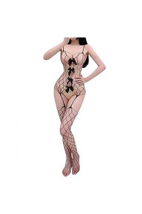UOWEG sous-vêtements Filet de pêche connecté Sexy Ouvert Lingerie pour Femmes Sexy Bow Ensemble Lingerie Homme Black, One Si