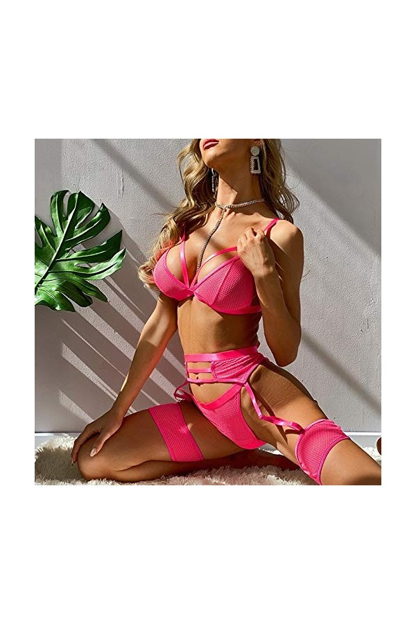 Lingerie Sexy Femme Body et Combinaison Soutien-Gorge sous-vêtementPolyesterSolid Three PiecesDaily Woman Lingerie Sexy Cuir 