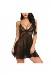 BIISDOST sous-vêtements Sexy pour Femmes vêtements de Nuit Sexy Grande Chemise de Nuit en Dentelle jarretelle Jupe String Noi