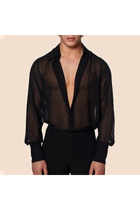 Beokeuioe T-shirt pour homme, maillot de corps en maille, transparent, muscle sexy, chemise athlétique, chemise à manches lon