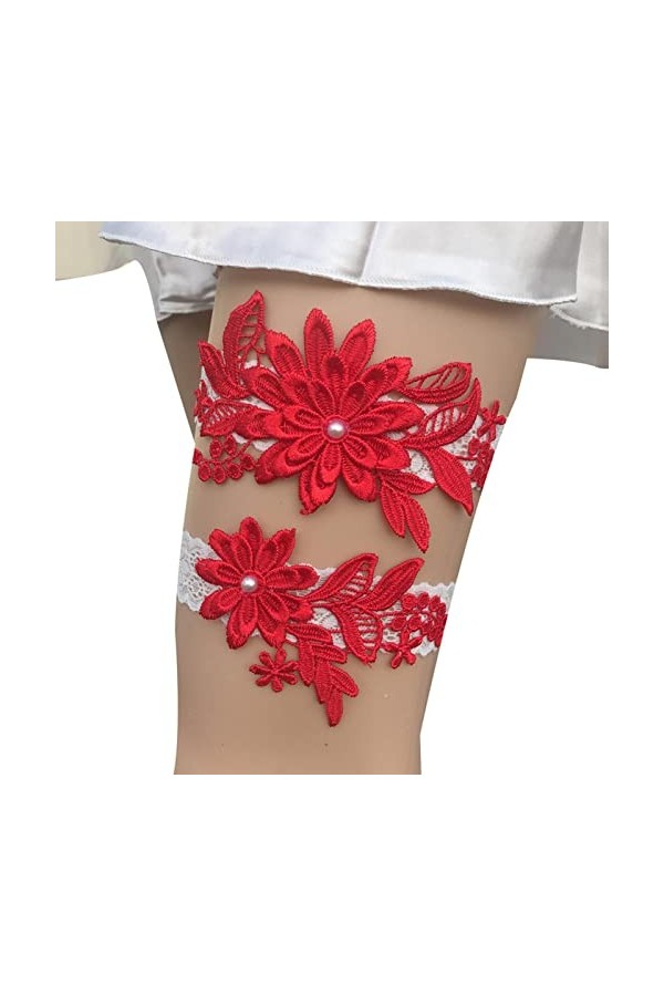 mariage, porte-jarretelles mariage en dentelle florale, porte-jarretelles en dentelle avec perles, jarretières élastiques en 