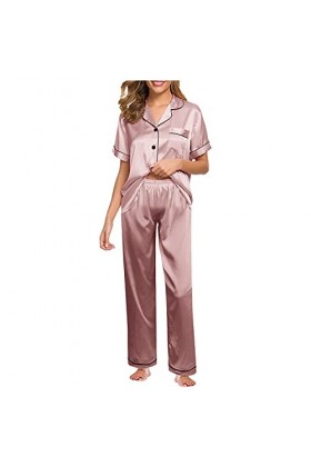 Ensemble de pyjama sexy en dentelle pour femme - Ensemble de vêtements de nuit en soie - Sexy - Chemise de nuit courte et san