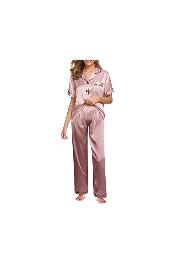 Ensemble de pyjama sexy en dentelle pour femme - Ensemble de vêtements de nuit en soie - Sexy - Chemise de nuit courte et san