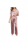 Ensemble de pyjama sexy en dentelle pour femme - Ensemble de vêtements de nuit en soie - Sexy - Chemise de nuit courte et san